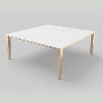 Chine Centre de meubles de maison en aluminium carré Table à thé en marbre blanc hauteur 180 mm à vendre