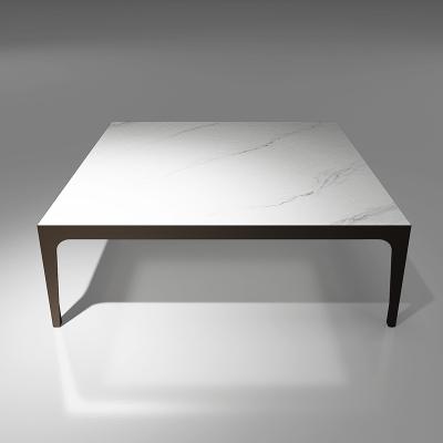 China Minimalist White Rock Slab Tea Table Living Room Furniture  1200*1200*400MM for sale