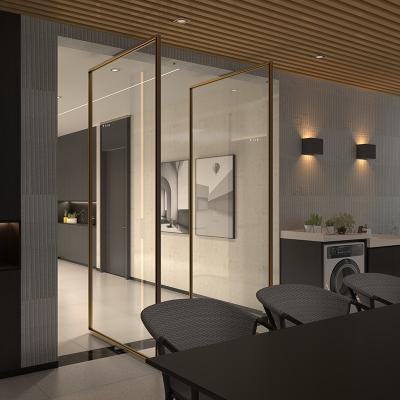 China Puertas de aluminio de lujo de marco interior de pivote para la casa a prueba de viento en venta