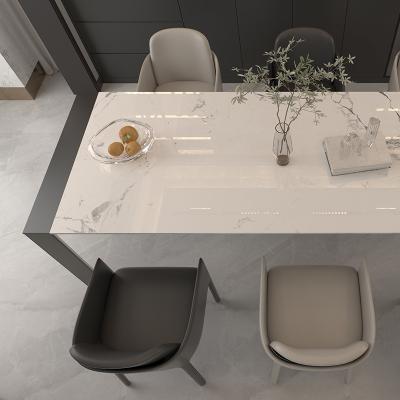 China Mesa de pedra de perna de alumínio mesa de jantar de pedra sinterizada moderna à venda
