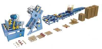China Máquina de fabricação de paletes Automática Linha de produção europeia de paletes de madeira Máquina de fabricação de blocos de paletes de madeira à venda