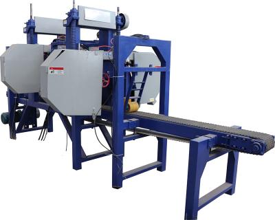 China 15kw*2 Double Head Horizontal Band Saw Log Square Wood Cutting Used Multi Heads Resaw Machine Offered for sale