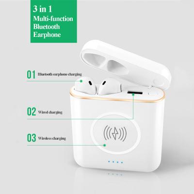 China Multi-functional 3 in 1 Bluetooth Earbuds with 5200mAH Power Bank and Fast Charging Wireless Charger for sale