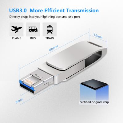 China High Quality 3 in 1 Fast Transfer USB Flash Drive with USB 3.0, Type-C and Lightning Connector for sale