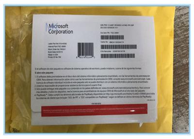 中国 スペイン語の密封されたマイクロソフト・ウインドウズ10のプロ専門家OEM COA 64ビットDVDパック 販売のため