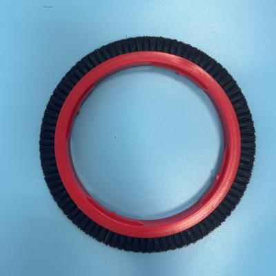 China Monforts Stenter Machine Parts Red Body Brush Wheel Black Nylon Hair 220*167 Size for sale