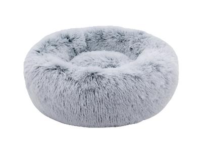 China Soft Plush Round Donut Faux Fur Washable Dog Bed 23.6 Inch 60cm for sale