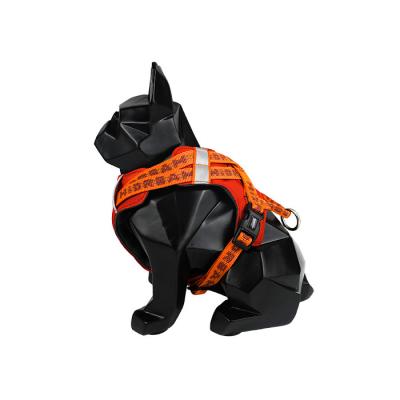 China Orange Elastic Reversible Dog Harness Jacket Vest With Patches Padded Handle for sale