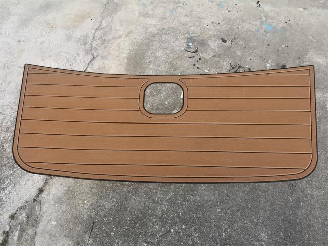 Close-up view of EVA foam faux teak texture and quality
