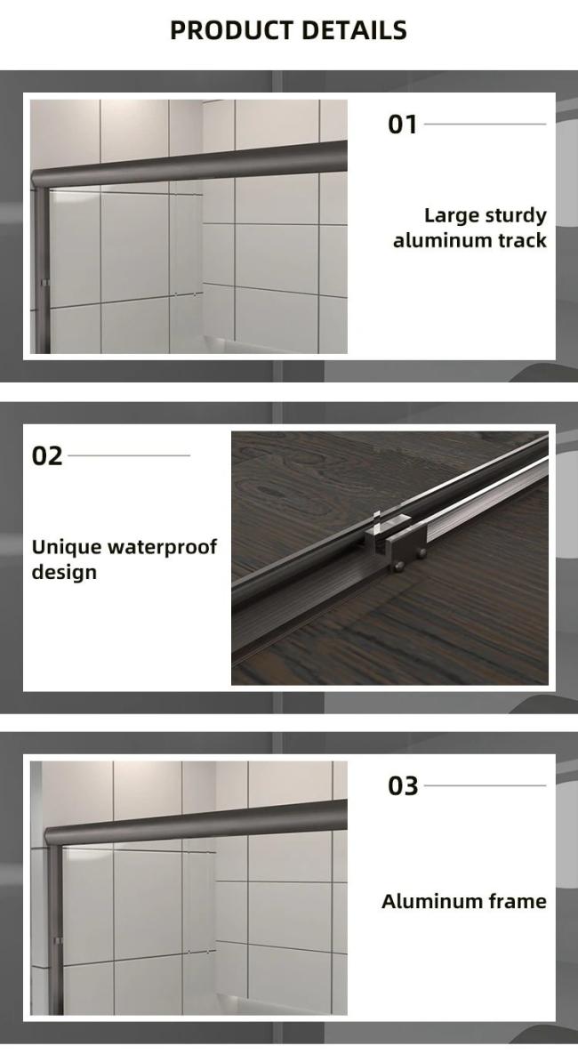 Hotel Bathroom Low Iron Tempered Glass Frameless Sliding Shower Door Glass Bathroom Door