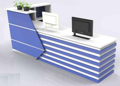 China Wood With Lines Design Front Reception Desk / Office Reception Counter Dust Proof for sale