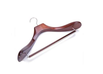 China Glossy Luxury Wooden Coat Hangers For Men'S Suit / Pants / Jacket Customized Logo for sale