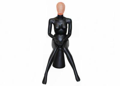 China Shiny Black Female Shop Display Mannequin Faceless Sitting Style With Head for sale