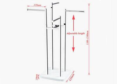 China Brushed Steel Material Garment Display Stands With Wooden Bottom for sale