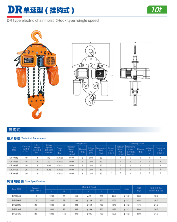 Electric hoist component details