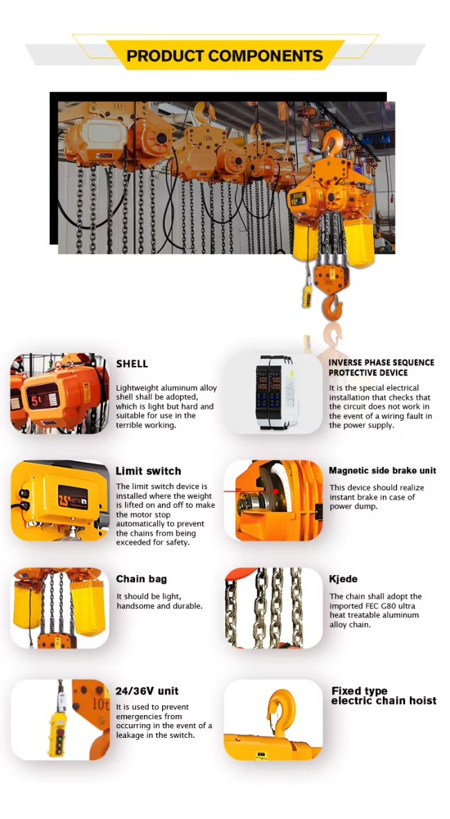 Technical specifications and features of electric chain hoist