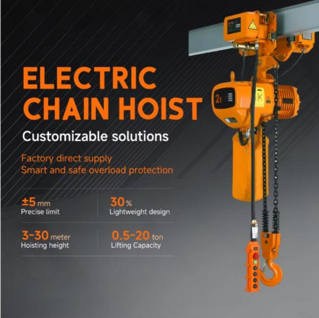 Electric chain hoist overview showing industrial crane application