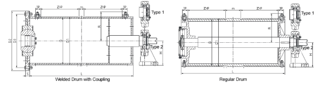 Technical diagram of wire rope drum specifications