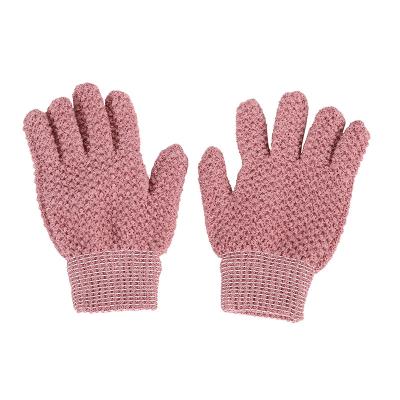 China Double Sided Exfoliating Gloves Body Scrubber Scrubbing Glove Bath Mitts Scrubs for Shower for sale