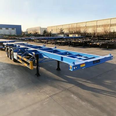 China Carbon steel 12.5m  Skeleton semi trailer 40ft Container Chassis truck trailer for sale for sale