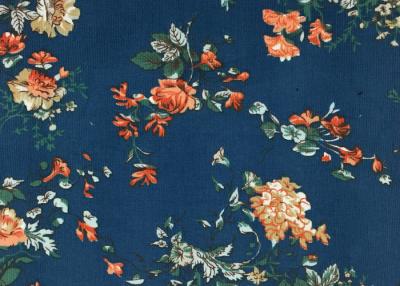 China Non Stretch 100% Cotton Floral Corduroy Fabric Blue For Luggage / Mattress for sale