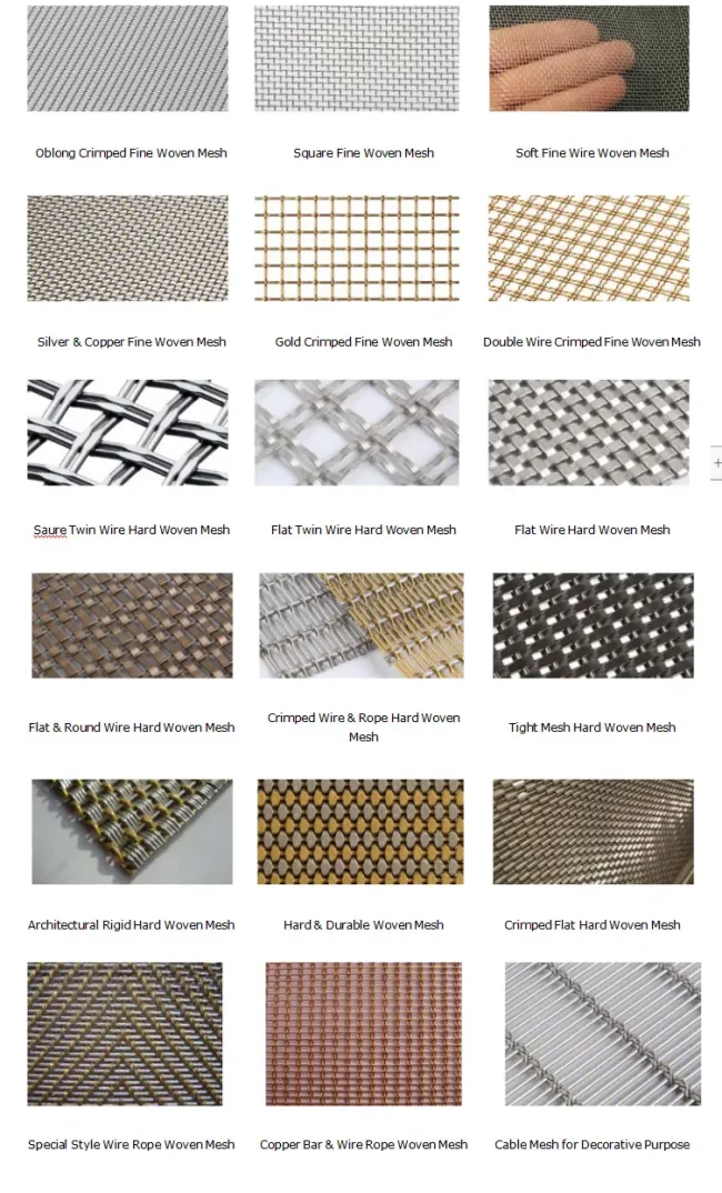 Stainless Steel Mesh Architectural Woven Wire Mesh for Cabinets Decorative Mesh