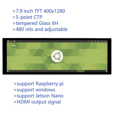 China 7.9 Inch Stretched Bar Type HD Monitor Raspberry Pi 4th Generation B Jetson Nano Display IPS With Capacitive Screen for sale