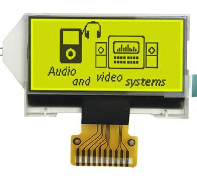 China SPI Interface 128x64 COG LCD Module Yellow Green Background Color for sale