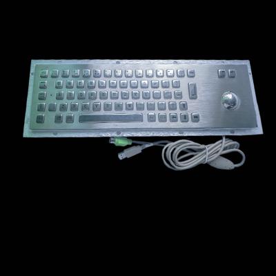 China 65 Keys Panel Mounting Kiosk Metal Keyboard With Trackball Back Light for sale