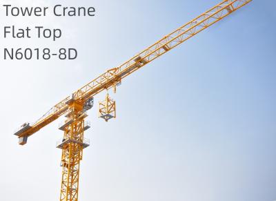 China N6018-8D 60m Jib Flat Top Tower Crane 8T Cranes Used To Build Skyscrapers for sale