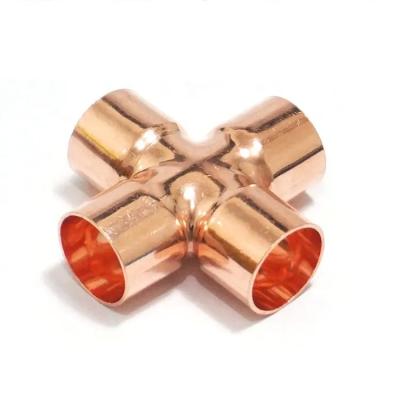 China Red Copper 4 Way Cross Tee Plumbing Tube High Pressure Equal Tees for sale