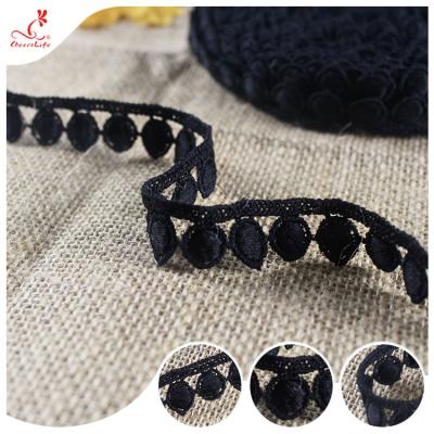China Women Garment Accessory Black Polyester Lace Trim Ribbon For Diy Decoration for sale