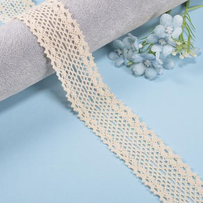 China Durable 3.5CM Cotton Crochet Lace Cotton Border Eyelet Lace Trim for sale