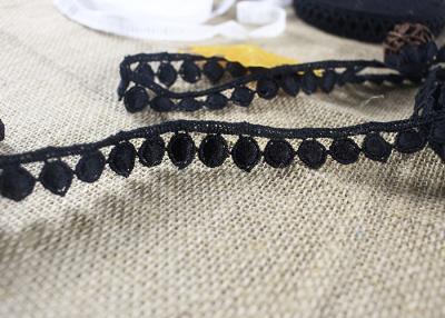 China Water Soluble Flat Ball Black Lace Trim By The Yard , Chemical Polyester Lace Ribbon for sale