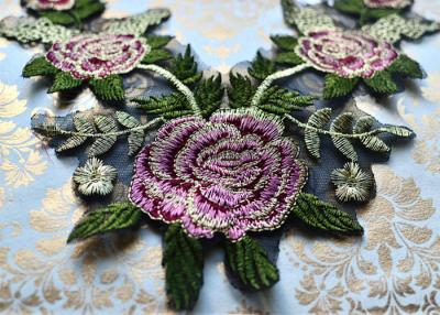 China Multicolor 3D Beautiful Flower Embroidered Applique Patches For Garment / Home Textile for sale