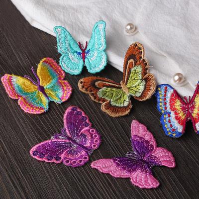 China Small Butterfly Iron On Embroidered Applique Patches Cloth Badge For Clothes Customized for sale