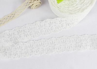China Floral Bridal Embroidered Lace Trim For Wedding Dress , White Cotton Net Lace Trim for sale