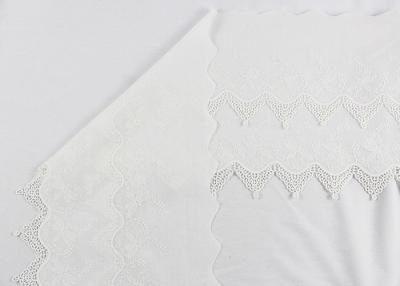China Cotton Floral Embroidery Wide White Lace Trim , Wedding Lace Ribbon By The Yard for sale