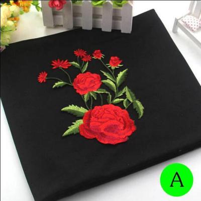 China Polyester Embroidered Iron On Patches Appliques With Boutique Rose Flower 19*14 cm for sale