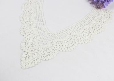 China White V Neck Cotton Embroidered Neckline Applique With Dot Edging For Evening Gown for sale