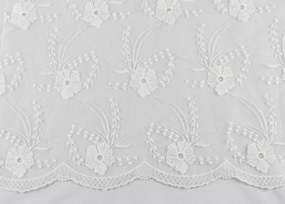 China Dubai Guipure White Embroidered Lace Fabric Fabric , Scalloped Edge Lace Fabric for sale