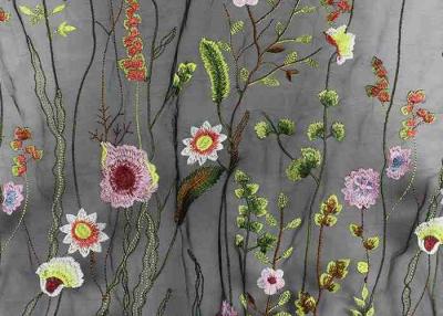 Chine Tulle coloré français a brodé le tissu nuptiale de dentelle pour la robe de soirée avec les fleurs 3D à vendre
