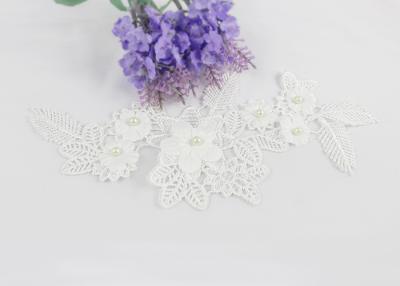 China Embroidered Lace Collar Applique Beaded Floral Lace Neck Applique For Dress for sale