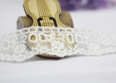 China Milk Silk Nylon Eyelet Wedding Lace Trim For Garment , Floral Embroidered Lace Ribbon for sale
