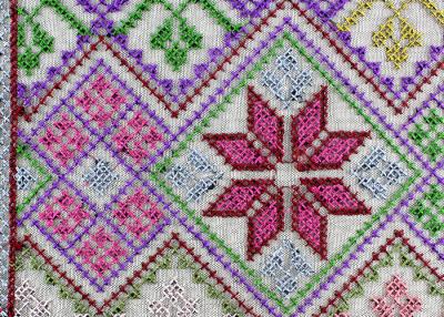 China Multi Colored Cross - Stitched Embroidery Lace Fabric From Schiffli Lace Machine for sale