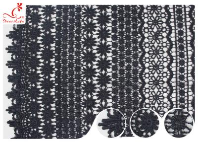 China 120CM Width Eco Dyeing Black Lace Fabric With Floral Pattern High Color Fastness for sale