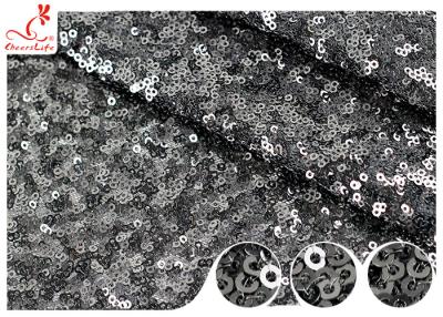 China Shiny Embroidered Black Sequin Mesh Fabric For Party Evening Dress R&D Available for sale