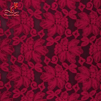 China Wholesale African French Lace Fabrics Red Lace Fabric In Stock For Garment zu verkaufen