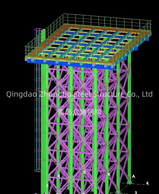 Completed water tank steel tower structure