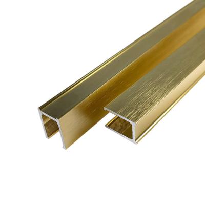 China U Shape Channel Aluminium Alloy Profile Extrusion Brushed Gold For Glass Railings for sale